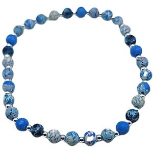 Blue beaded stretch necklace